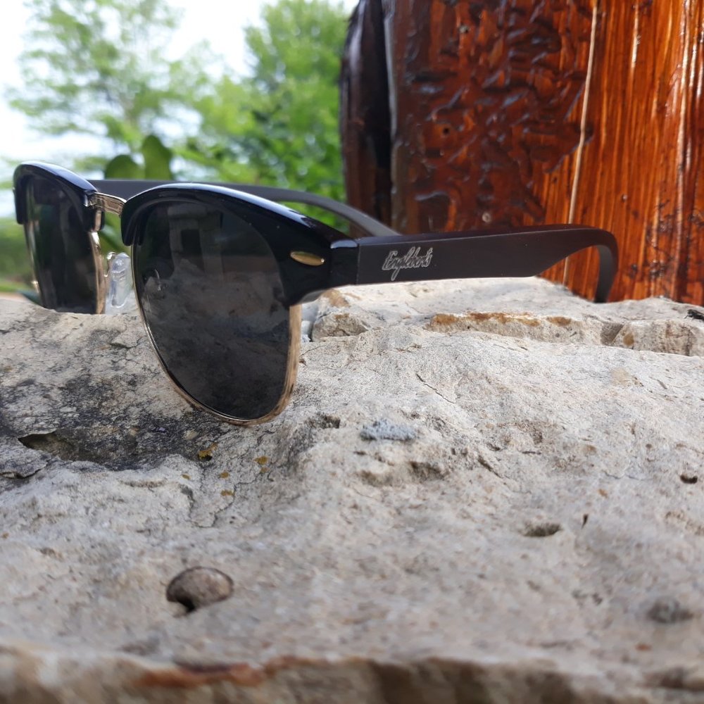 Midnight Black Bamboo Club Sunglasses, Polarized,